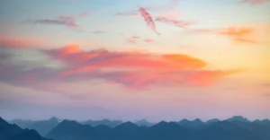 Colourful mountain sunset