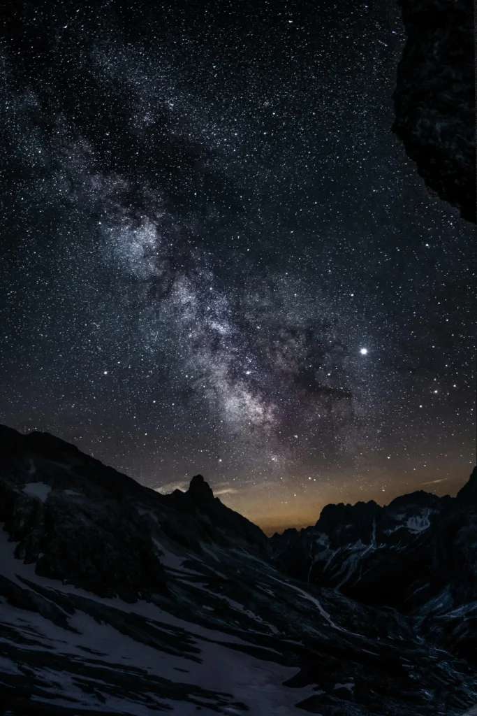 Night sky mountain scene